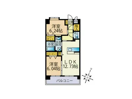 リバレイン(2LDK/1階)の間取り写真