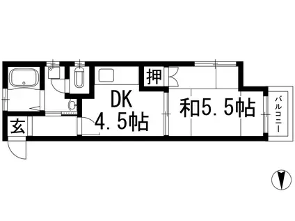 明和コーポ(1DK/2階)の間取り写真