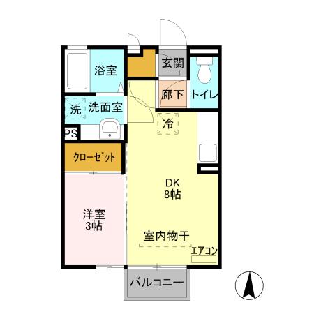 アビターレ狸塚(1LDK/1階)の間取り写真