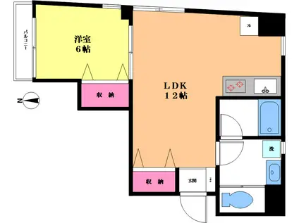 オーパル神楽坂(1LDK/2階)の間取り写真
