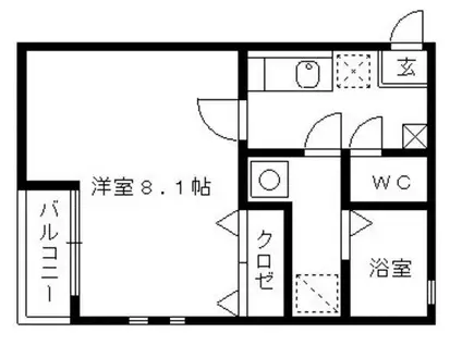 クレフラスト津福東(1K/1階)の間取り写真