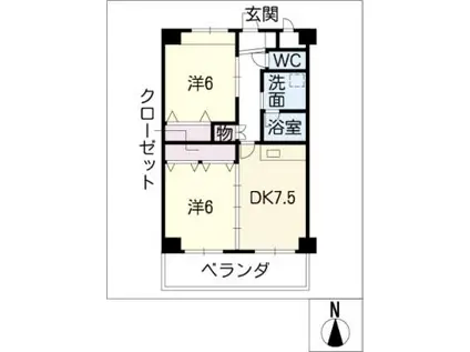 アメニティ八田(2DK/1階)の間取り写真