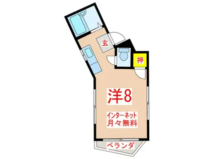 リバーサイド唐湊(ワンルーム/1階)の間取り写真