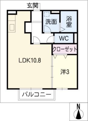 マ メゾン(1LDK/2階)の間取り写真