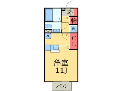 FELICE・青葉の杜B(ワンルーム/1階)の間取り写真