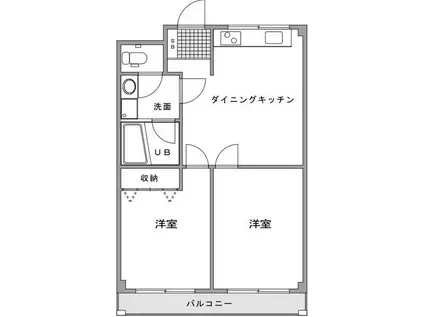 ルミエール祖師谷(2DK/2階)の間取り写真