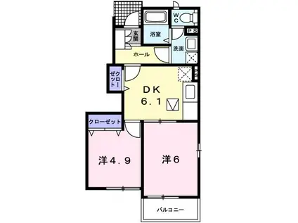 サンスクエアM(2DK/1階)の間取り写真