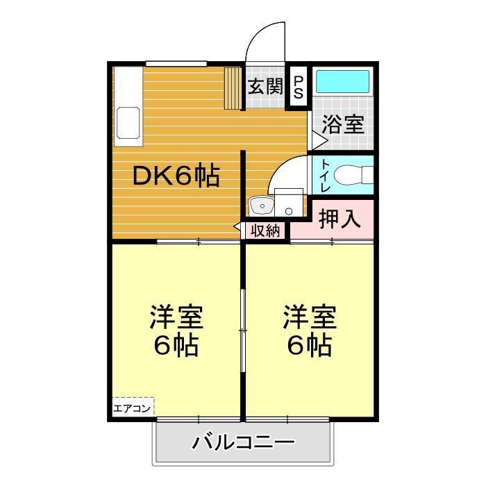 サンライフ山野B(2DK/2階)の間取り写真