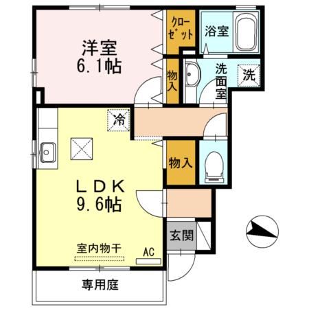 ルーラルタウンA棟(1LDK/1階)の間取り写真