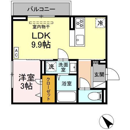 レグルス I(1LDK/1階)の間取り写真