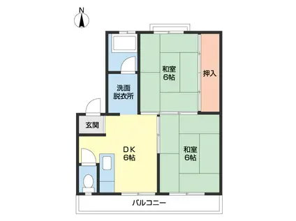 コーポ芦辺(2DK/2階)の間取り写真