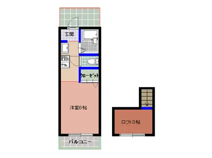 マリノス奈多A棟(ワンルーム/1階)の間取り写真