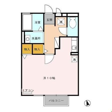 ラ・メールTAKASAGO A(ワンルーム/2階)の間取り写真