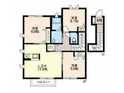 K・Tタウン(3LDK/2階)の間取り写真