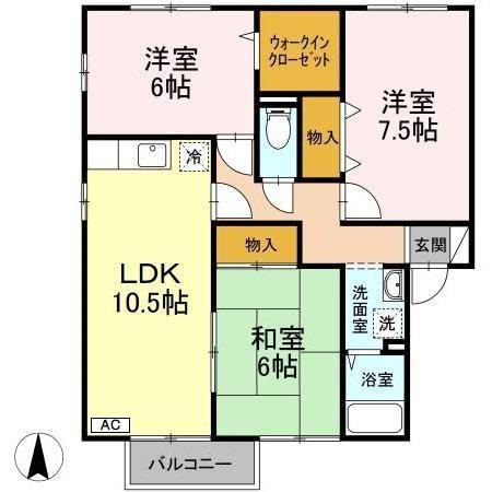 セジュールセト(3LDK/1階)の間取り写真