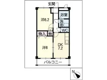 グリーンパレスII(2DK/2階)の間取り写真