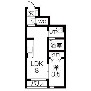 エレシス女川(1LDK/1階)の間取り写真