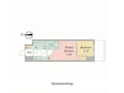 エスリードレジデンス大阪谷町ザ・マークス(2K/4階)の間取り写真