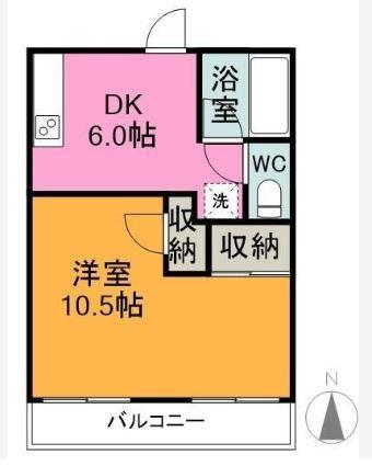 上東コーポ 東(1DK/2階)の間取り写真