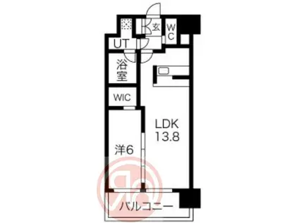 グランカーサ難波元町(1LDK/9階)の間取り写真