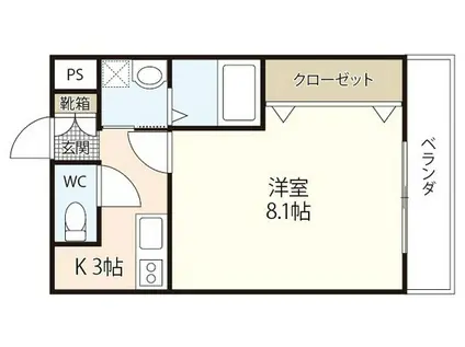 ヴィラ・サクラ(1K/1階)の間取り写真