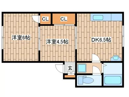 ハイツ菊水(2DK/1階)の間取り写真