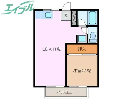 コーポ塩浜(1LDK/2階)の間取り写真