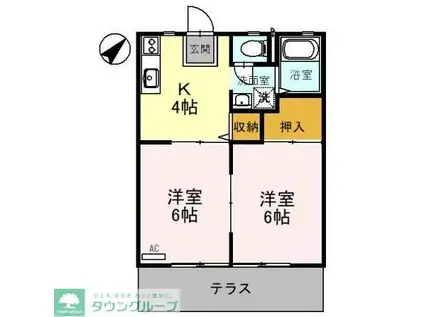 嵐山ハイツ(2K/1階)の間取り写真