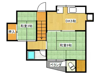 南野6丁目文化(2DK/2階)の間取り写真