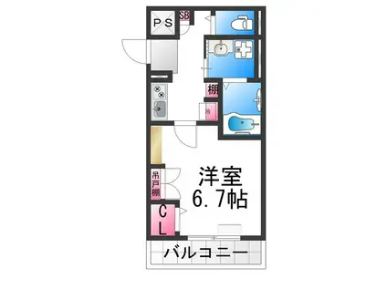 ジーイーヌフ(1K/2階)の間取り写真