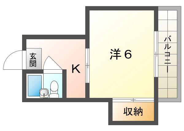 マンション六車(1K/3階)の間取り写真