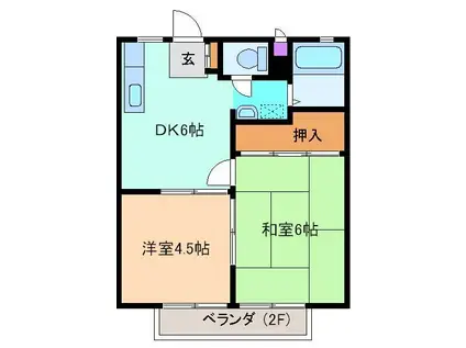 パナハイツ 関口 B棟(2DK/2階)の間取り写真