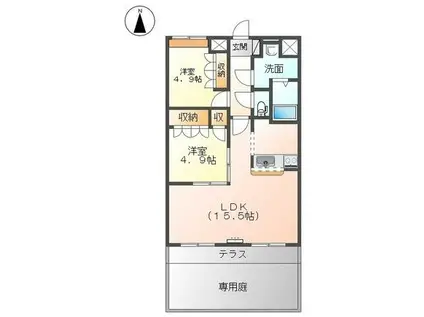 ディベルティ観音寺新町(2LDK/1階)の間取り写真