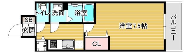 ジアコスモ大阪ベイシティ(1K/8階)の間取り写真