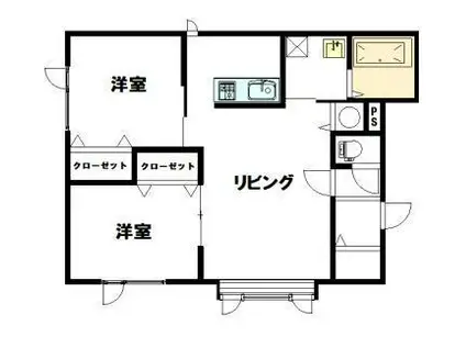 GROOVY(2LDK/1階)の間取り写真