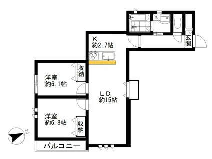 COZY南馬込(2LDK/1階)の間取り写真