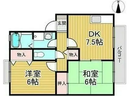 VING TAINE津門(2DK/1階)の間取り写真