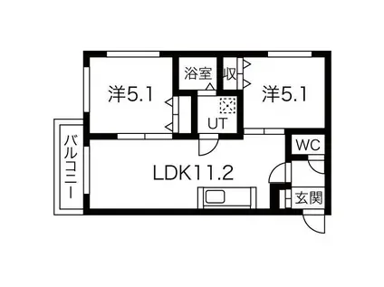 TRE VENTI美術館西(2LDK/4階)の間取り写真