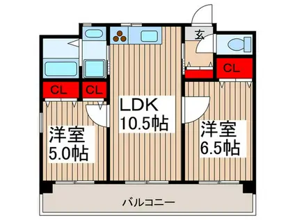 アコモード北原台(2LDK/3階)の間取り写真