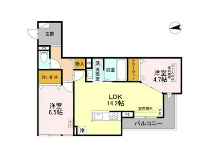 CREST HILS(2LDK/2階)の間取り写真