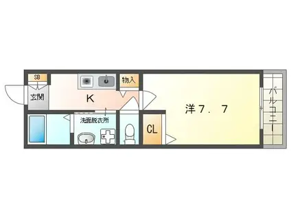 京阪本線 西三荘駅 徒歩1分 6階建 築22年(1K/4階)の間取り写真