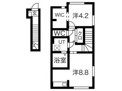 REPREN(1LDK/2階)の間取り写真