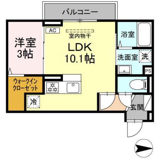 グレイスガーデンB(1LDK/2階)の間取り写真