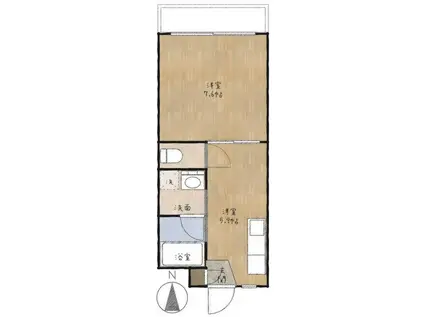 秋元ビル(1DK/2階)の間取り写真