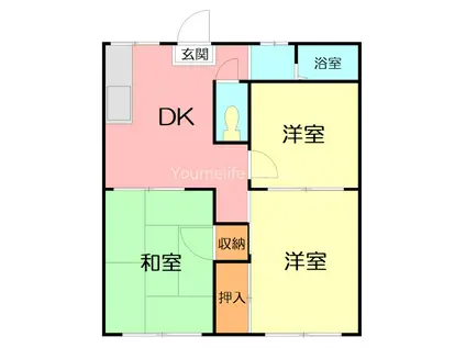 ハイム由美(3DK/1階)の間取り写真