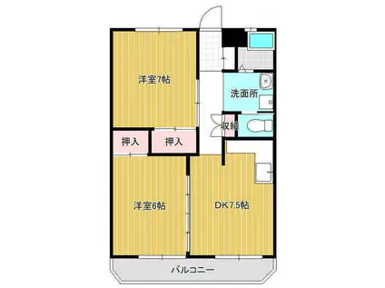 三の丸ロイヤルコーポ(2DK/2階)の間取り写真