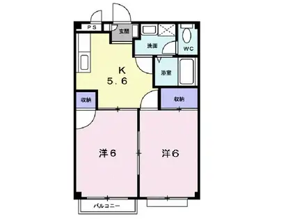 スプリングタクト(2K/2階)の間取り写真