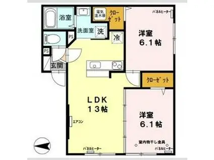 グランドール彩(2LDK/2階)の間取り写真