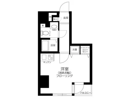 シンシア六本木(ワンルーム/5階)の間取り写真