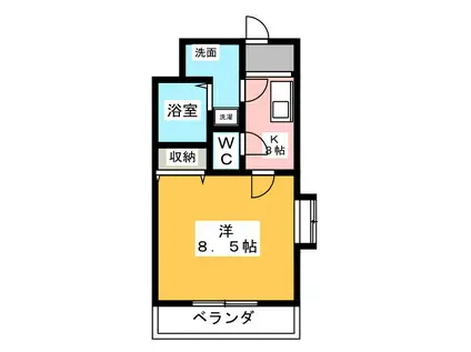 マンションカズII(1K/2階)の間取り写真